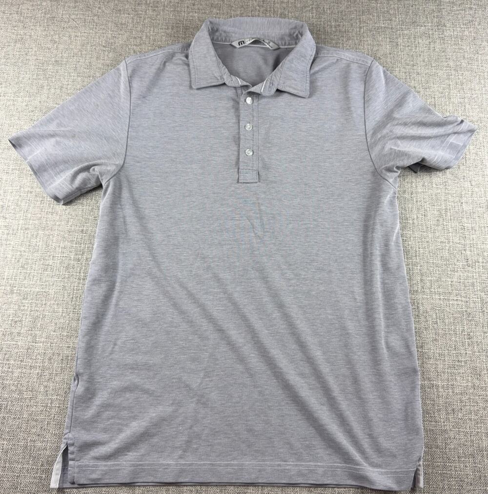 TravisMathew Polo Shirt Mens Medium Gray Golf Performance Short Sleeve